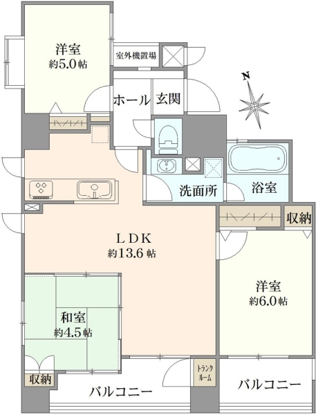 レガリアシティ船橋ガーデンコートの間取図