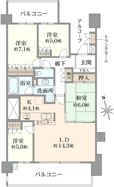 桜堤庭園フェイシアS棟の間取図
