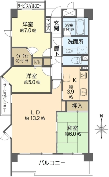グランステイツ枚方香里園町C棟天日館の間取図