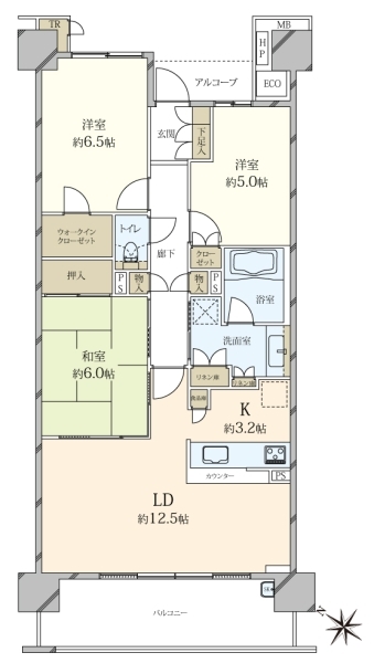 リライズガーデン西新井スカイレジデンスの間取図