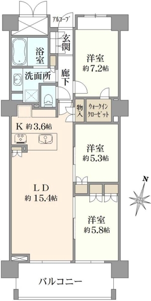 ワザック東村山ミヤビコートの間取図