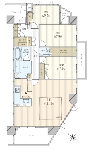 グランドパレス御影山手／屋根有り・平面分譲車庫権付きの間取図