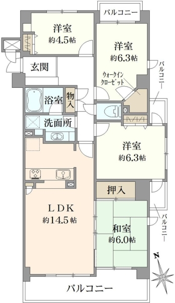 グランディオス吹上の間取図