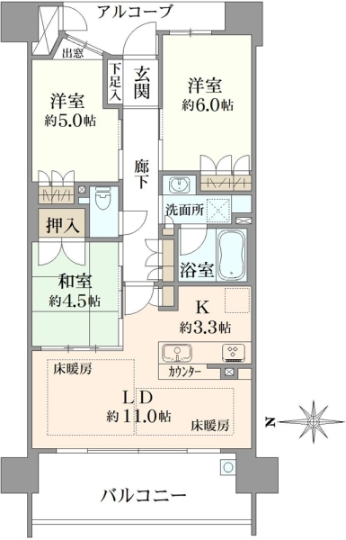 四条烏丸クロスマークの間取図