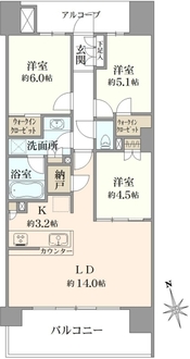 ザ・レジデンス津田沼奏の杜テラスの間取図
