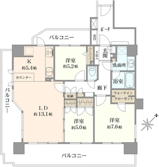 コスモヒルズ千葉登戸の間取図