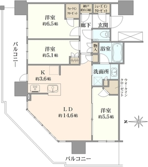 プラウドタワー武蔵小杉の間取図
