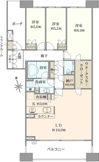 港北センターヒルズC棟の間取図