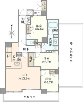 プライムエフ向ヶ丘遊園の間取図