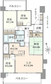 桜堤庭園フェイシアS棟の間取図
