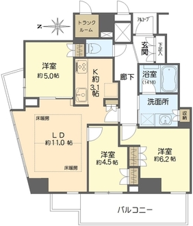 プラウドタワー北浜の間取図