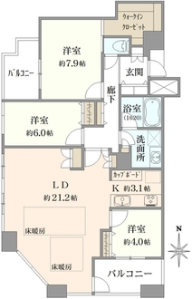 サンマークスだいにちルナタワーレジデンスD棟の間取図