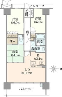 レイシアコート平野長原パークサイトリッジの間取図