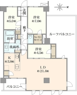 レーベン横浜山手 ONE WARD COURTF棟の間取図