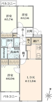 津田沼パークハウスA棟の間取図