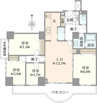 シテヌーブ北千住30A棟の間取図