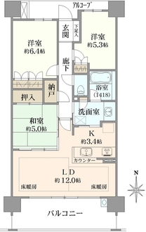 プラウド豊中服部緑地の間取図