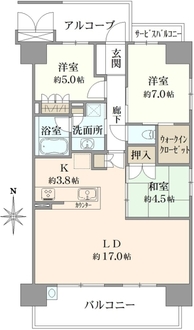 プレイズ住吉山之内の間取図
