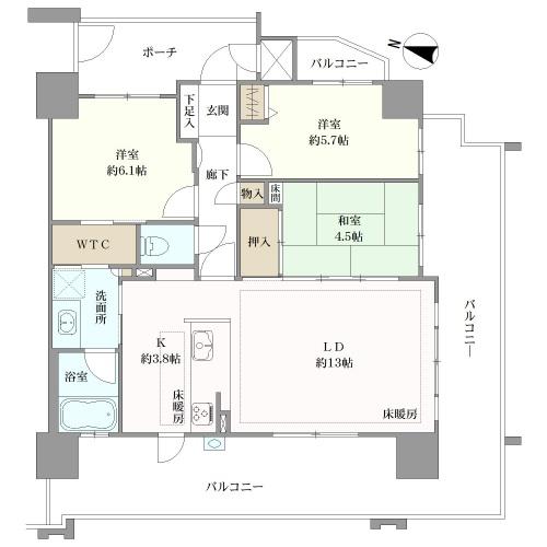 セントエクシア府中浜田の間取図