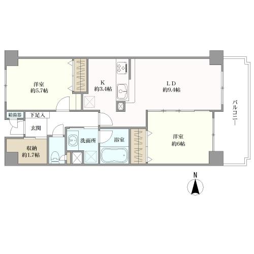 上大岡ガーデニア弐番館の間取図