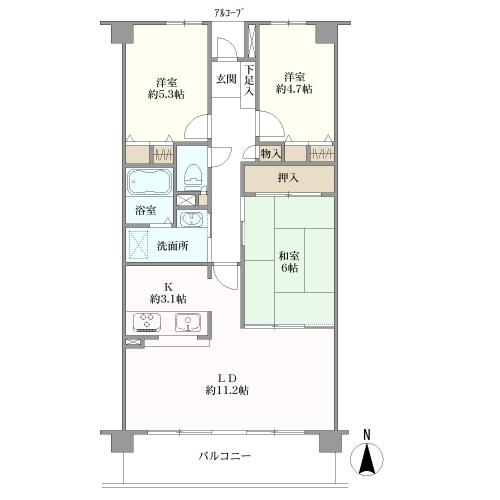 グラン・コート一宮西の間取図