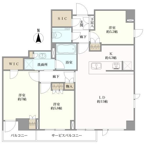 クレヴィア小杉御殿町の間取図