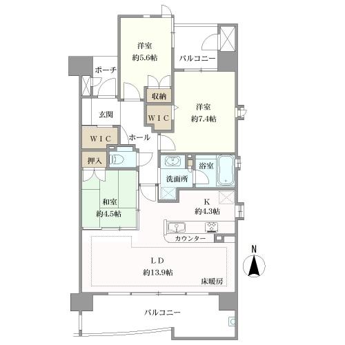 モアグレース妙音通ＩＩ　の間取図