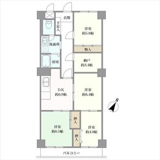 ライオンズマンション枚方の間取図