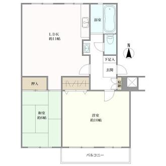 岩倉村松中層団地Ｃ棟の間取図