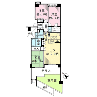 藤和シティホームズ鷺沼ガーデンプロトの間取図