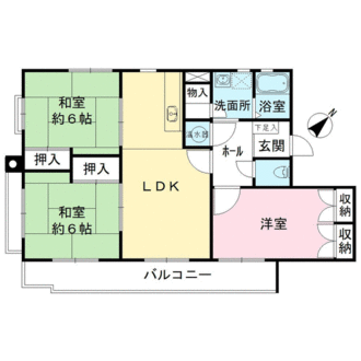 牛田コーポラスA棟の間取図