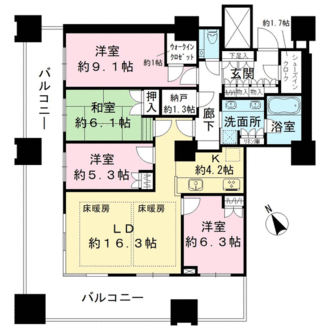 ザ・タワーズ・ウエストの間取図