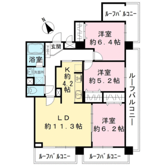 ライオンズマンション湘南藤沢602号室の間取図