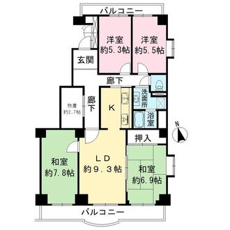 サンライトパストラル八番街A棟の間取図