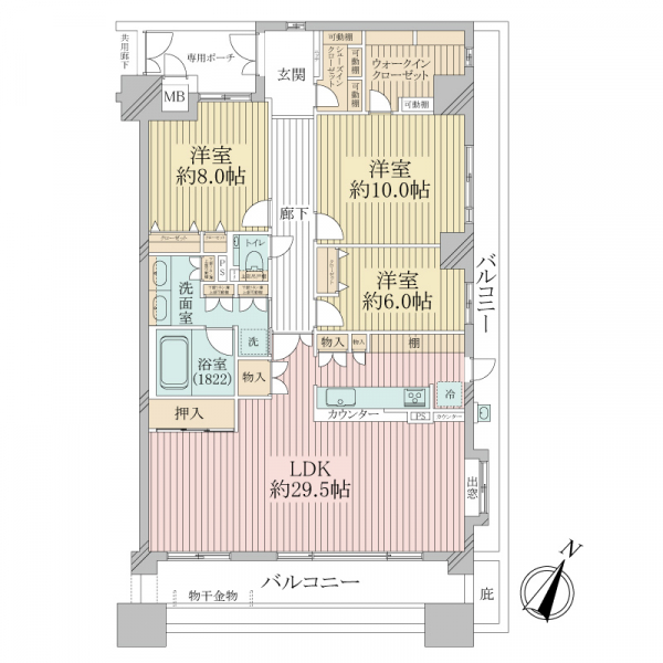 エスリード西宮甲陽園Ｉ番館ブライトの間取図