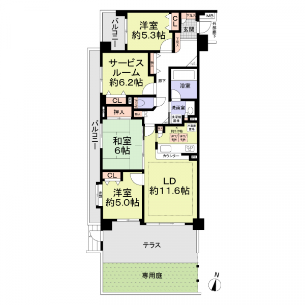コスモ与野ガーデンシティ壱番館の間取図