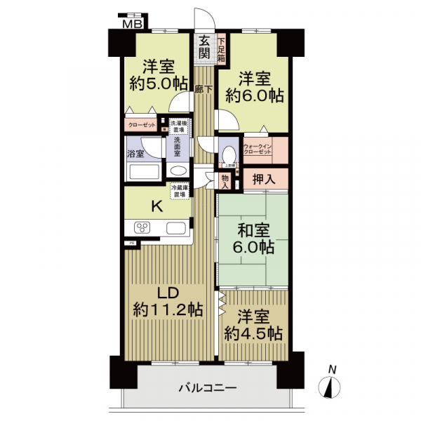 宝マンション東志賀の間取図