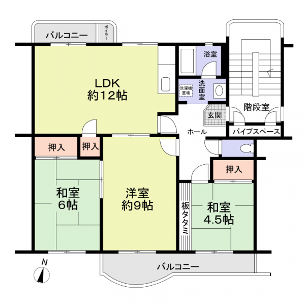 名谷１９団地８０号棟の間取図