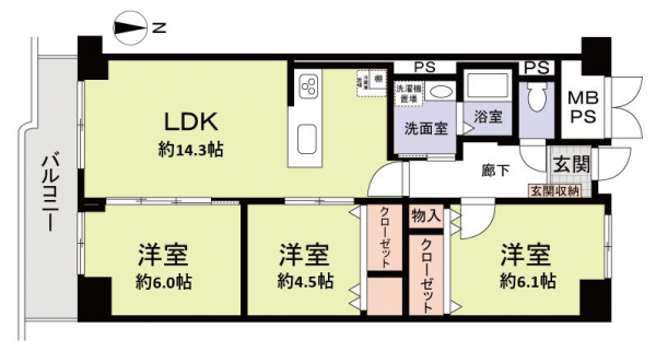サンマンション千種公園Ｅ棟の間取図