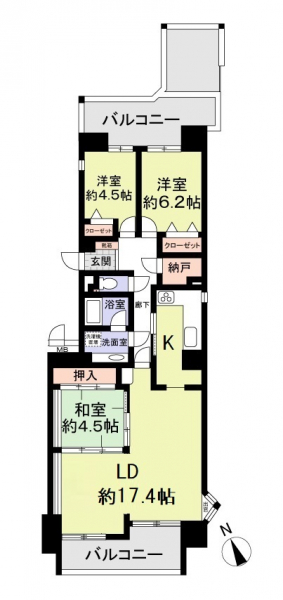 のむら貝塚ガーデンシテイ五番館の間取図