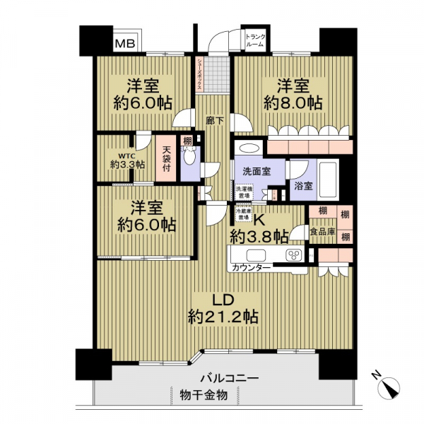 藤和シティホームズ名東牧の原の間取図