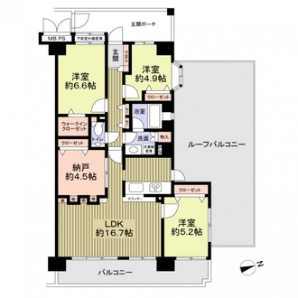 ライオンズマンション上野芝５丁の間取図