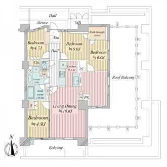 グランロジュマン豊中少路Cの間取図