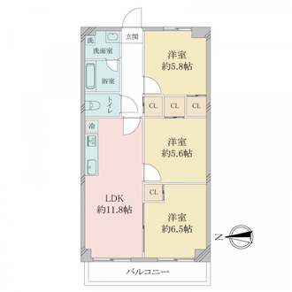 日商岩井香枦園マンション二号棟の間取図
