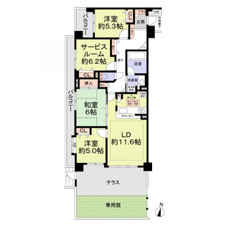コスモ与野ガーデンシティ壱番館の間取図