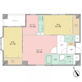 シャンボール第二平尾の間取図