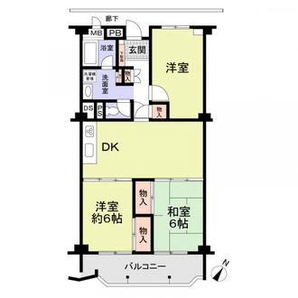 希望ヶ丘ハイツＢ棟の間取図