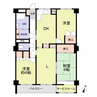 覚王山田代コーポラスＢ棟の間取図