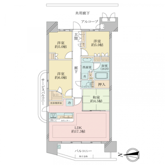 リバーガーデン福島木漏れ日の丘ＣＤＥＦ棟の間取図