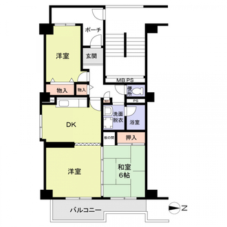 グリーンタウン島江団地五棟の間取図